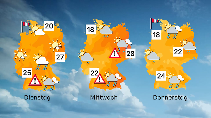 Der Wettertrend von Dienstag bis Donnerstag