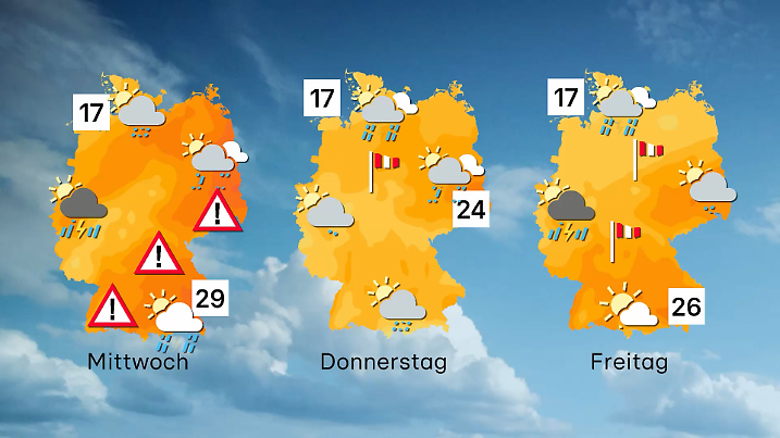 Der Wettertrend von Mittwoch bis Freitag