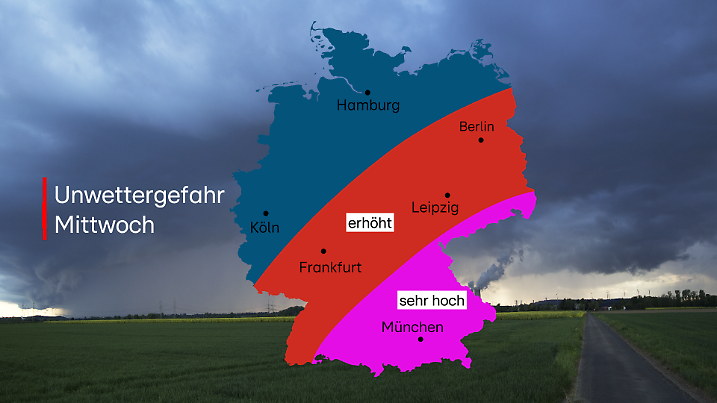 Unwettergefahr am Mittwoch, 4. Juni 2025 in Deutschland