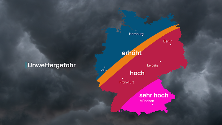 Eine Unwetterschwerpunkt setzen die Wettercomputer in Teilen Bayerns.