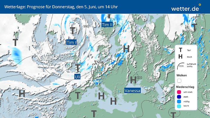 Wetterlage am 5. Juni 2025
