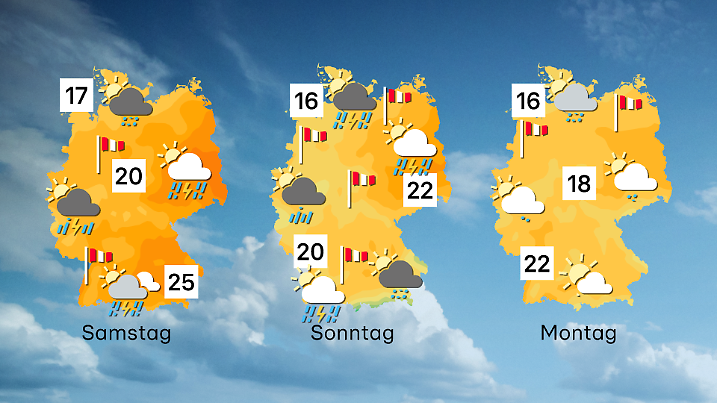 Am Pfingstmontag beruhigt sich das Wetter und der Trend zeigt nach oben. 30 Grad kommen in Sicht. 