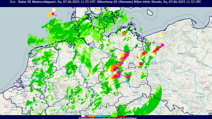 Im Osten gewittert es schon reichlich.