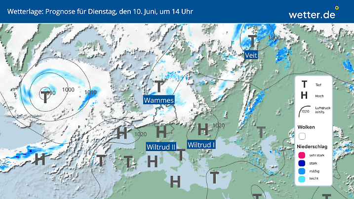 Deutschland liegt zwischen Hoch und Tief: Während der Süden auflockert, bleibt der Norden unter Tiefdruckeinfluss mit wechselhaftem Wetter.