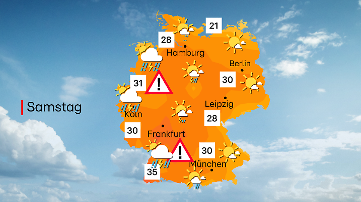 Die Wetterprognose für Samstag, 14.06.2025