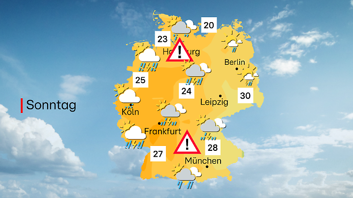 Die Wetterprognose für Sonntag, 15.06.2025