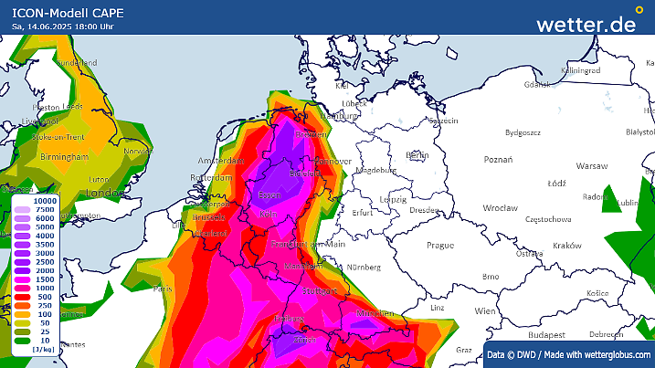 Energie und Gewitterwilligkeit sind reichlich vorhanden - zunächst besonders im Westen.