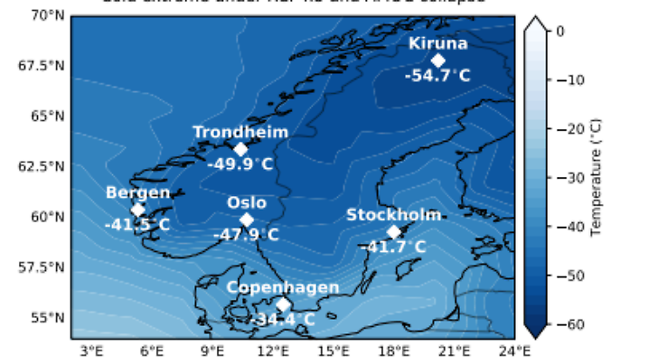 Eklatante Minusgrade warten auf die skandinavischen Städte.