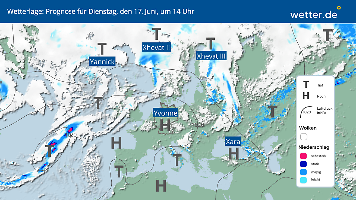 Freundliches, hochdruckdominiertes Sommerwetter überwiegt.