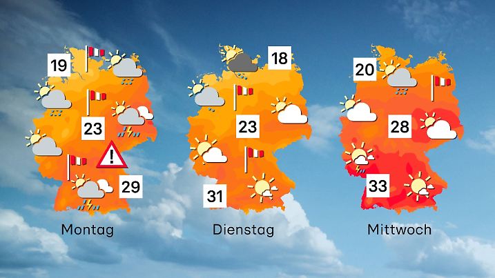Wettertrend für 3 Tage ab Montag
