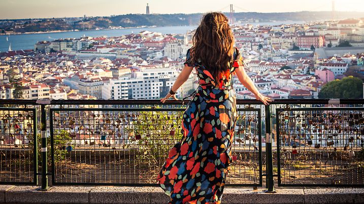 Perched upon a hillside in the Graca neighborhood, Miradouro da Senhora do Monte provides tourists and locals spectacular views of the Tagus River, Castle of Saint George and the 25 de Abril Bridge.