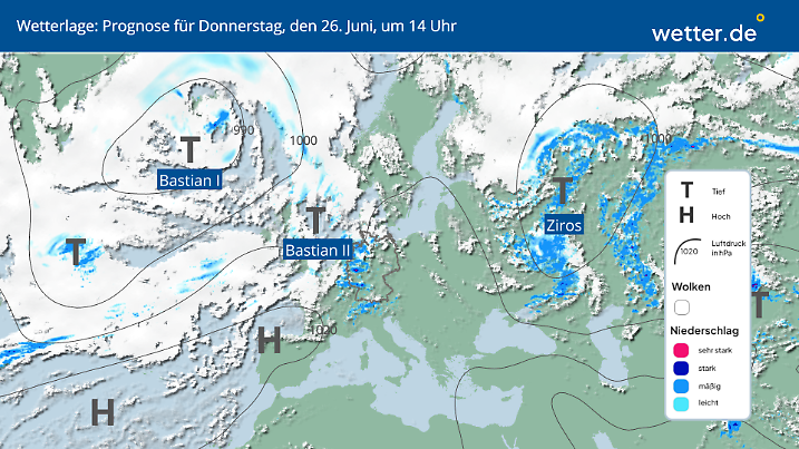 Prognose für die Wetterlage am Donnerstag, den 26. Juni: Gewitter mit Unwettergefahren in Deutschland