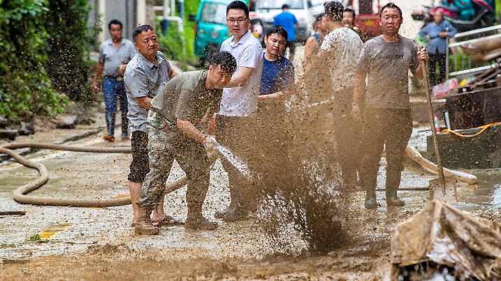 Aftermath of a flood in Congjiang county, Guizhou
