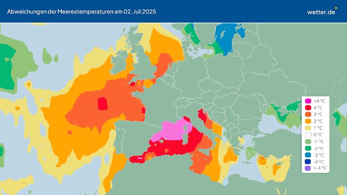 Viele Teile des Mittelmeeres verzeichnen mit 24 bis fast 30 Grad bereits jetzt enorm große Temperaturabweichungen.