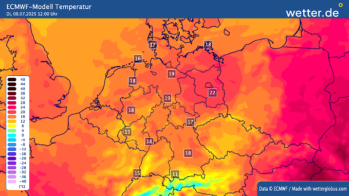 Nach der krassen Hitze bewegen wir uns am Dienstag in deutlich frischere Gefilden.