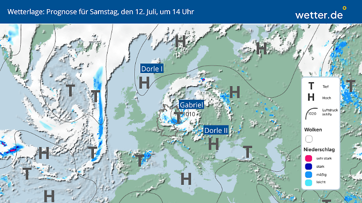Wetterlage für Samstag, 11. Juli in Deutschland