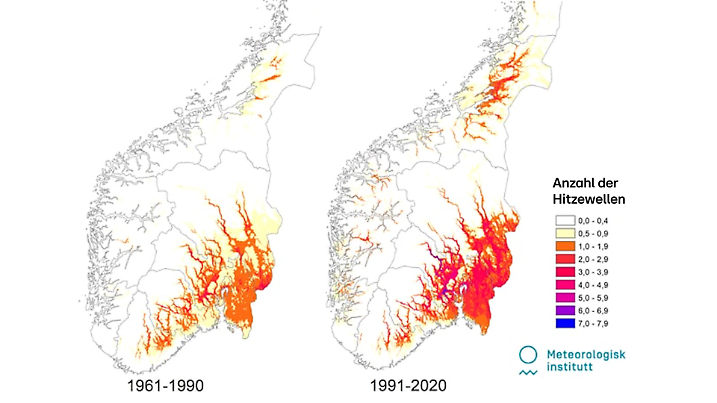 Anzahl der Hitzewellen in Norwegen