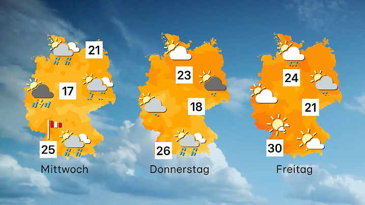 Wettertrend von Mittwoch bis Freitag