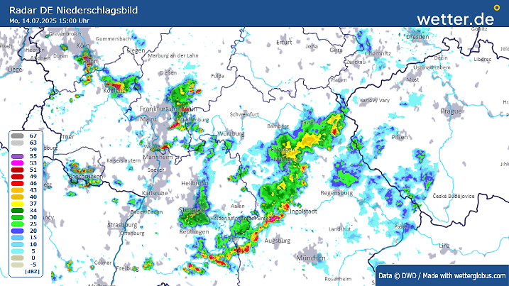 Von Bonn bis nach Bayreuth und Biberach: Hier gewittert und schüttet es um 17 Uhr.