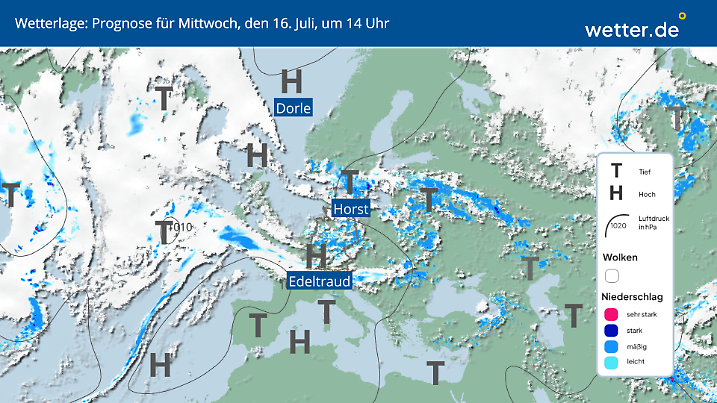 Tief Horst bringt Schauer und Gewitter mit.