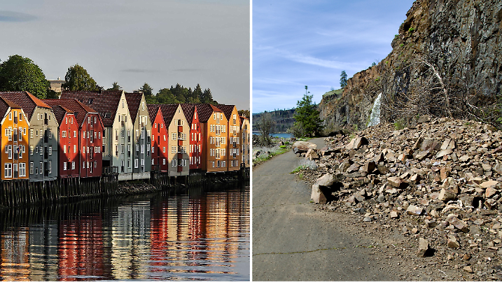 Sommer in Trondheim vs.  Steinschlaggefahr in den Bergen