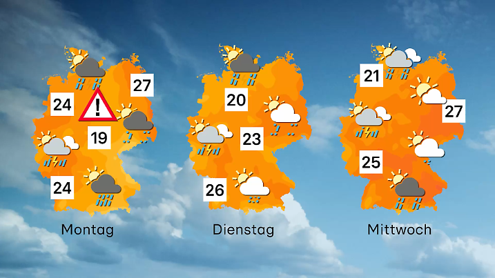 Unwettergefahr besteht noch am Montag.