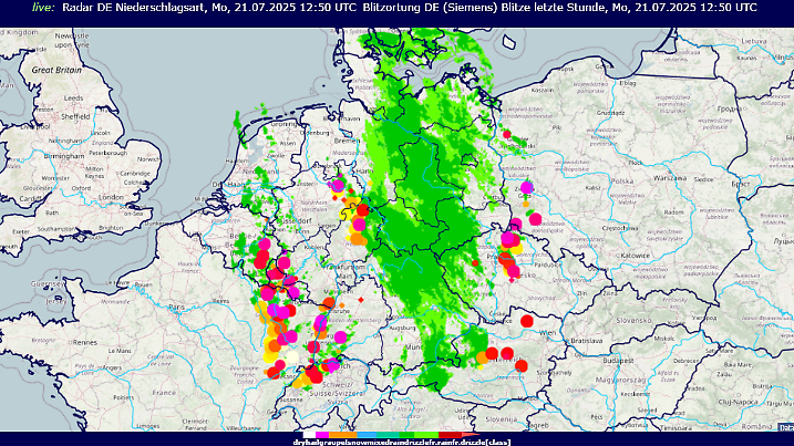 Gewitter und Regen um ca. 15 Uhr.