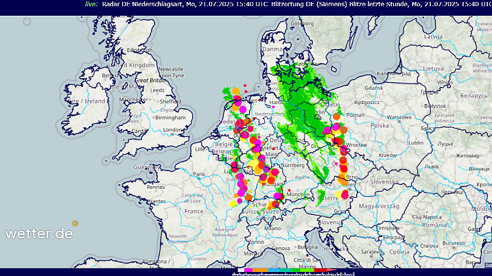 Regen und Blitze um ca. 18.00 Uhr