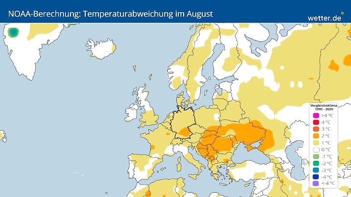 NOAA-Prognose der Temperaturen im August