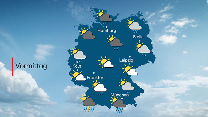 Neben sonnigen Abschnitten gibt es viele Schauer und einige Gewitter