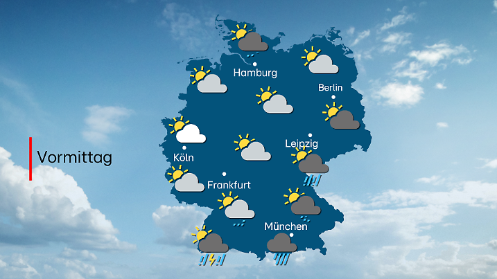 Besonders im Süden kann es Gewitter geben