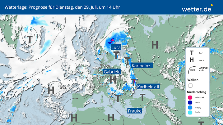 Die Wetterlage über Europa morgen