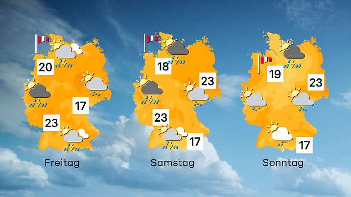 Wettervorhersage für drei Tage ab Freitag.