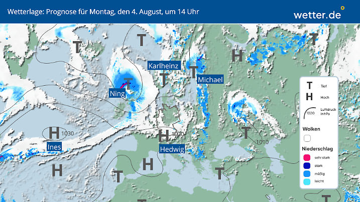 Heute und morgen gibt es unter Tiefdruckeinfluss wechselhaftes Wetter.