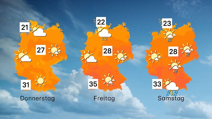 Temperaturvorhersage für 3 Tage ab Donnerstag