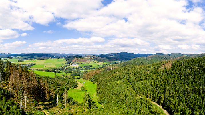 the landscape of the siegerland-wittgenstein district in germany