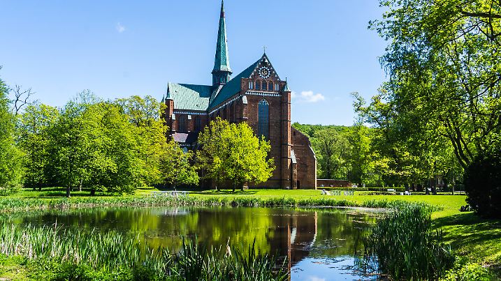 #BAD DOBERAN,GERMANY - MAY 13, 2019 -  Minster in Bad Doberan, Mecklenburg-Western Pomerania, Germany