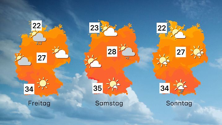 Wettervorhersage für 3 Tage ab Freitag