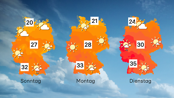 Wettertrend von Sonntag bis Dienstag