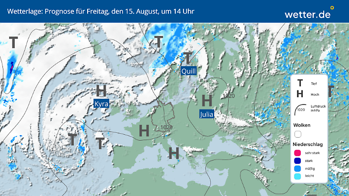 Die Ausläufer von Tief Quill stören noch das Hoch Kyra.