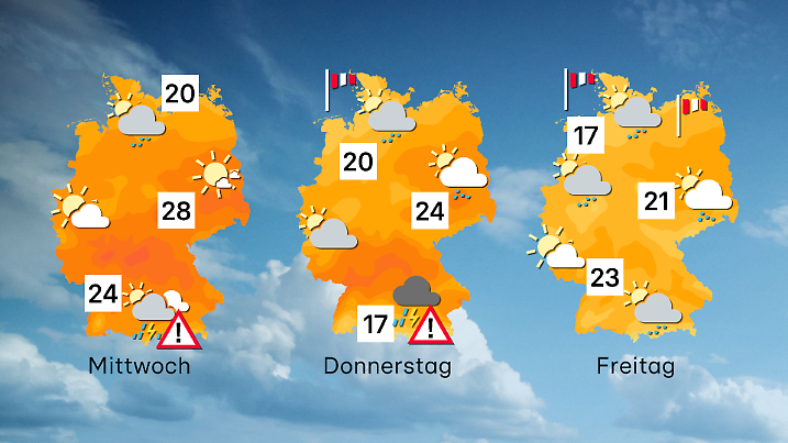Der Wettertrend von Mittwoch bis Freitag