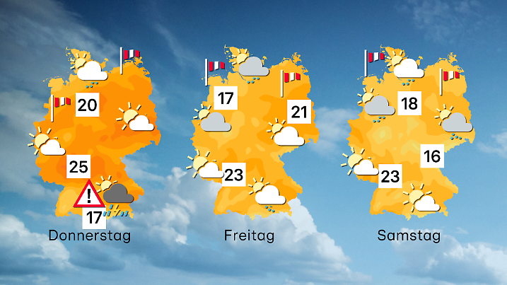 Wettervorhersage für 3 Tage ab Donnerstag