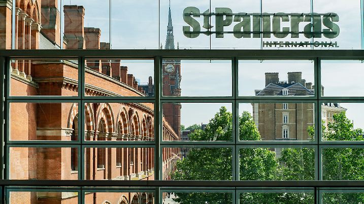 London, UK. 3rd June 2018. The glass exterior of London’s iconic St Pancras international station which serves European and UK long distance destinations