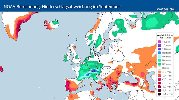 Monatsprognose Niederschlag für September