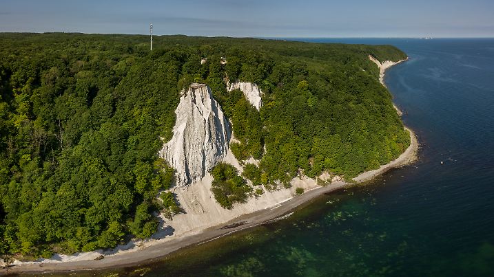 The Koenigsstuhl or Kings Chair, the best-known chalk cliff in the Jasmund National Park, Germany