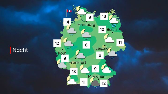 Wetterkarte für die Nacht zu Samstag, 23. August 2025