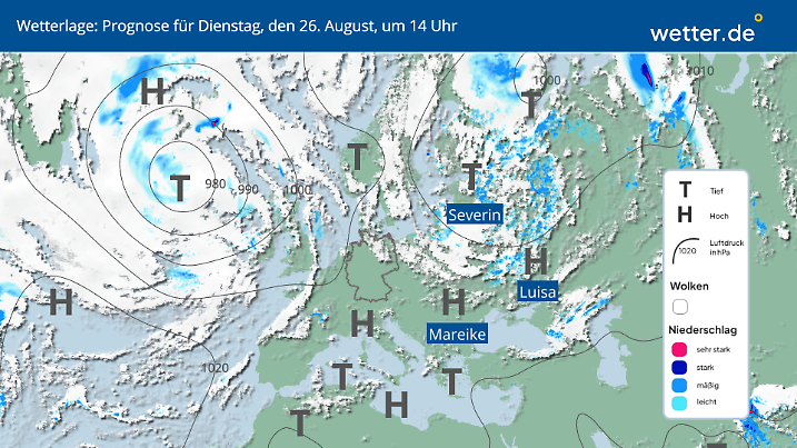 Ziemlich wolkenloser Himmel über Deutschland dank Hoch Mareike.