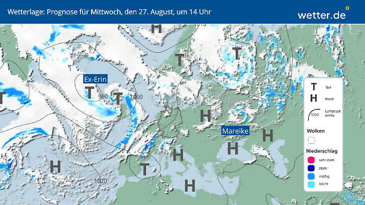 Der Mittwoch ist erst noch recht freundlich mit nur wenigen Wolken.