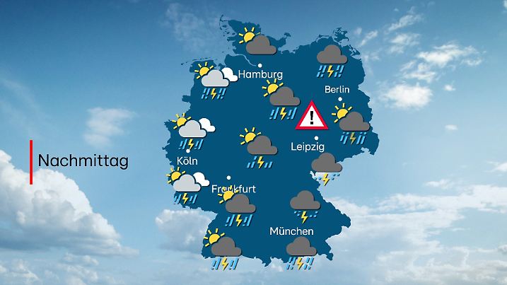 Am Donnerstagnachmittag drohen besonders im Osten Unwettergefahren durch Starkregen, Hagel und Sturmböen.