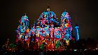 Berlin, Germany - October 6, 2024: Crowd of people enjoy the illumination show on the facade of famous Berlin Cathedral (Berliner Dom) during annual Festival of Lights in Berlin
